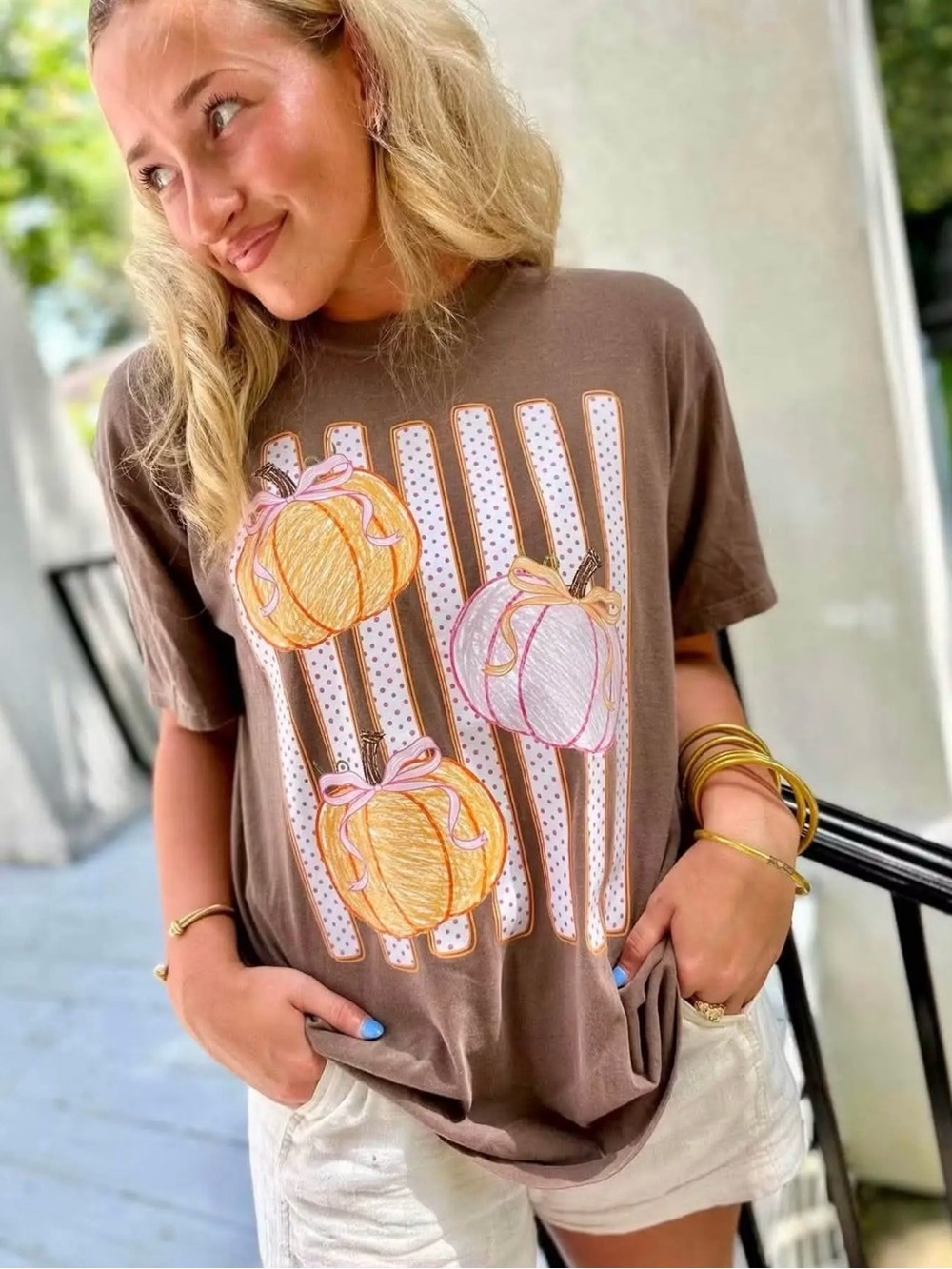Brown Pumpkin Graphic Tee - Women